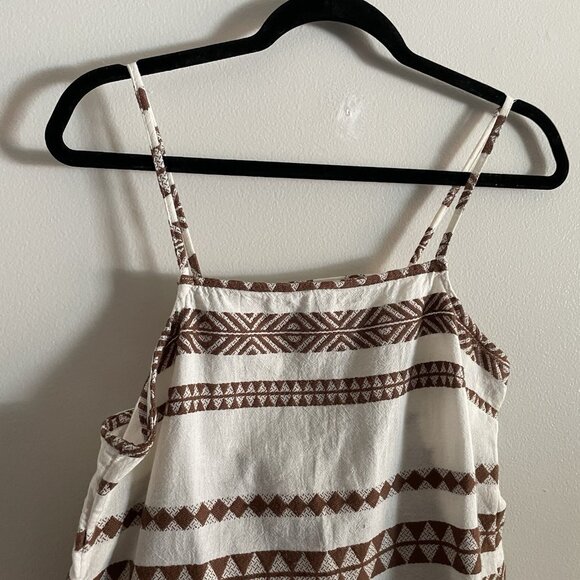 Aerie S Neutral Striped Boho Beachy Sleeveless Jacquard Open Back Mini Dress NWT - Picture 5 of 12